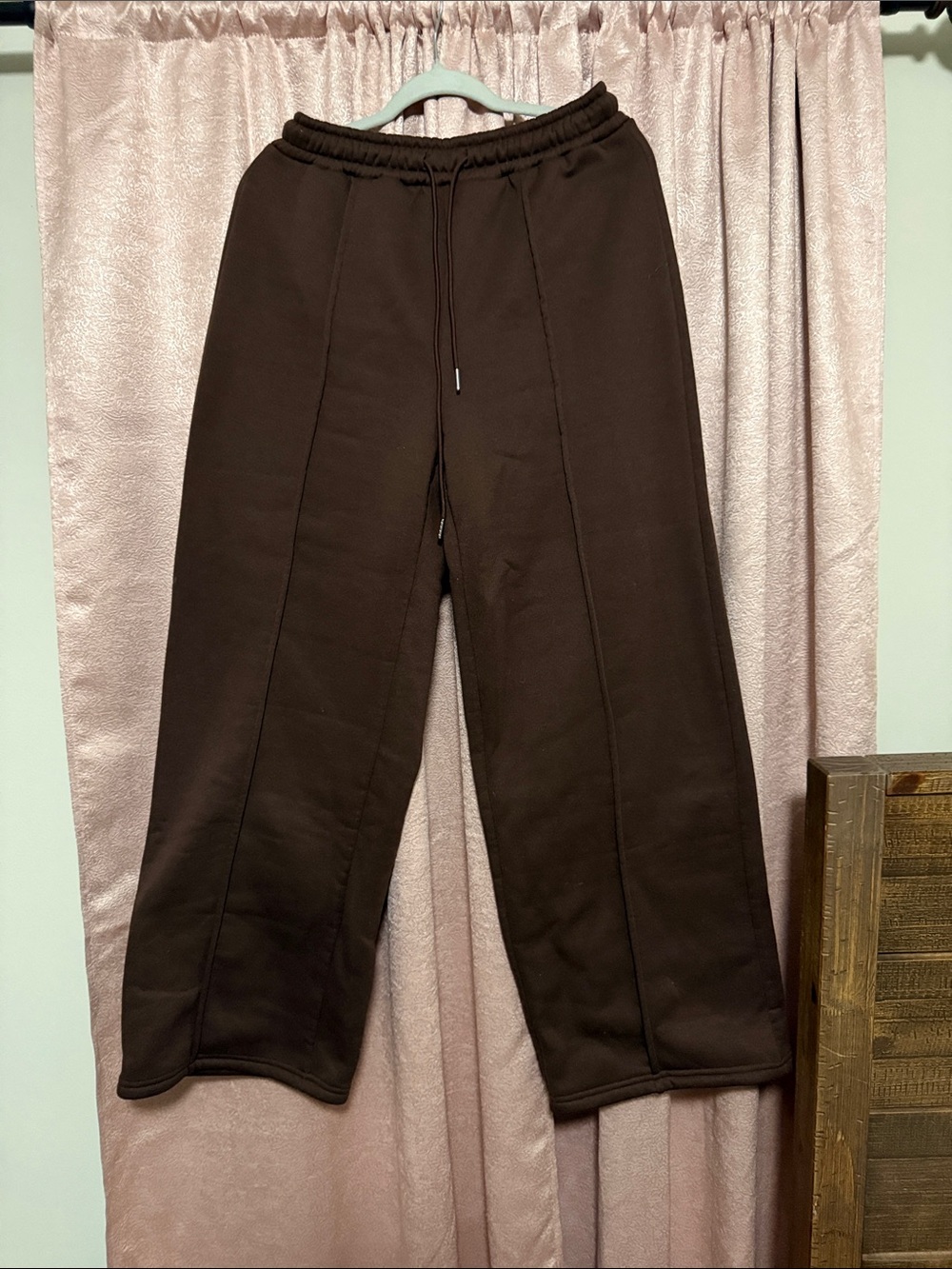SHEIN Brown Wide-Leg Drawstring Pants